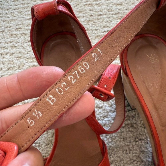 ROBERT CLERGERIE Leather Wood‎ Platform Ankle Strap Heels Sandals Women 5.5 - Picture 7 of 11